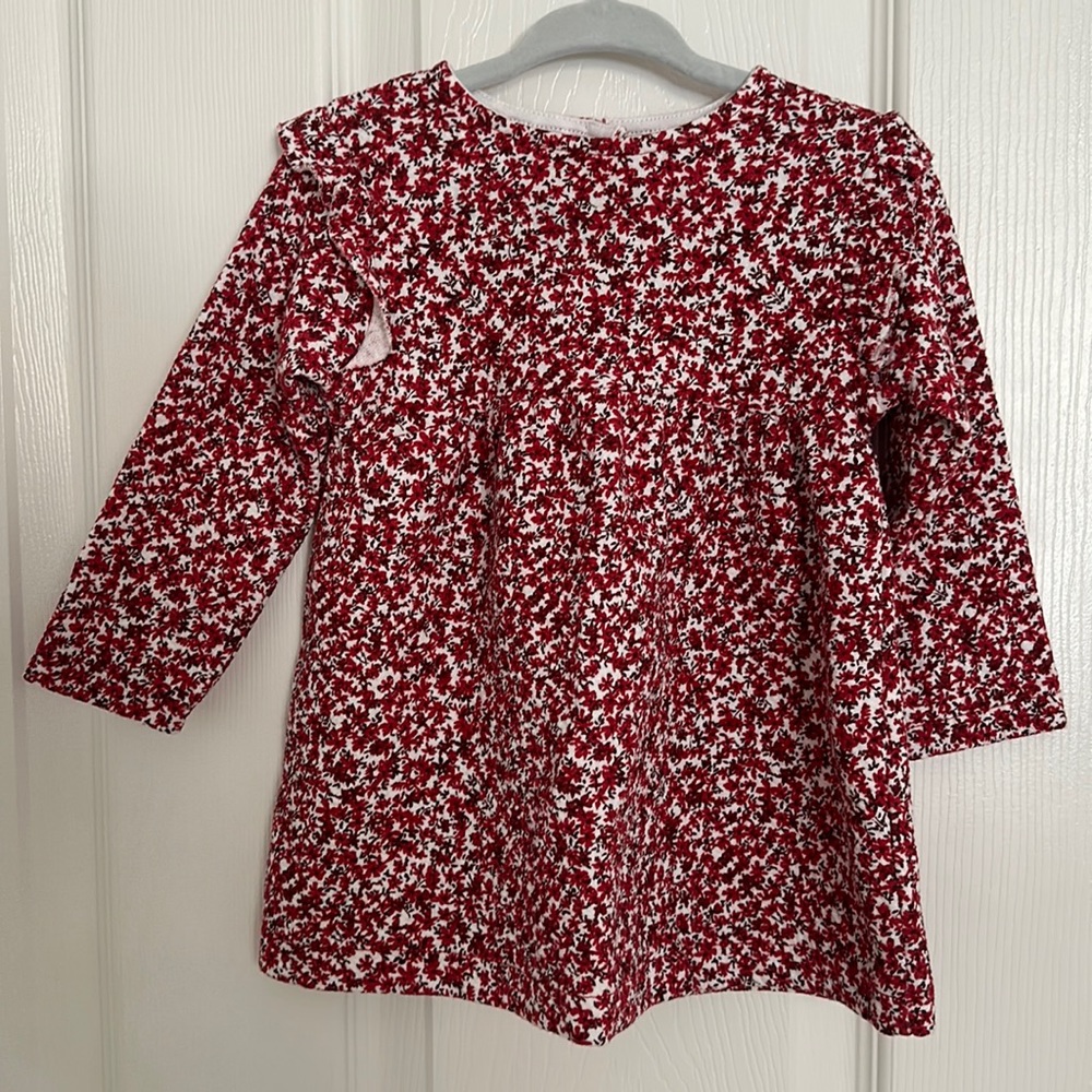 Zara baby girl red flower dress- size 9-12 months
